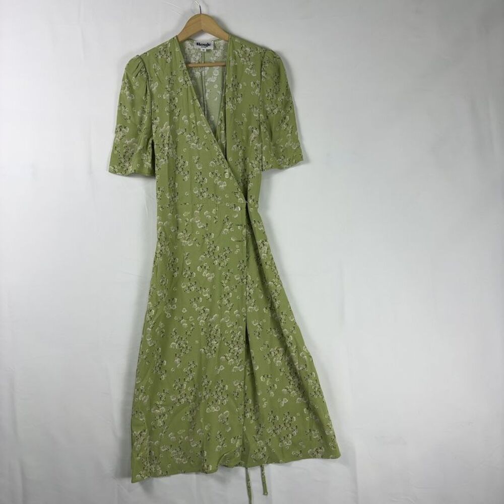 Rouje Light Green Floral Wrap Midi Dress - Picture 2 of 7